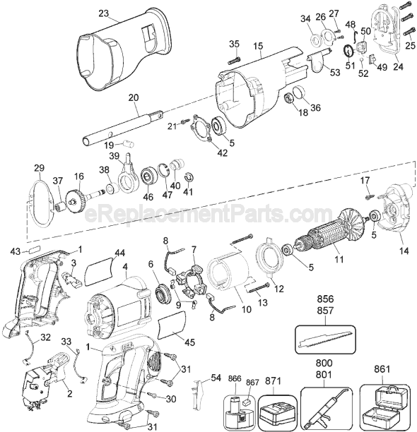 Page A Diagram and Parts List for Type 2 DeWALT