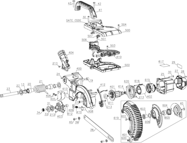 Part Location Diagram of N729776 DeWALT Handle