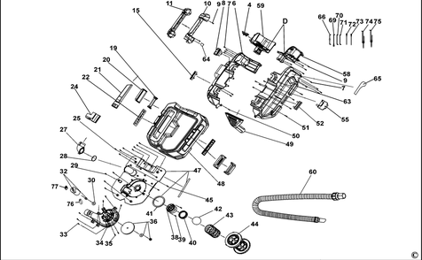 Exploded Diagram A Diagram and Parts List for Type 11 DeWALT Utility Vacuum