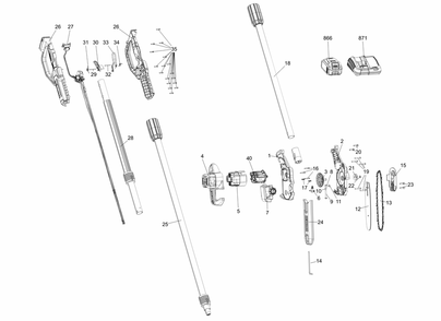 Diagram Diagram and Parts List for Type 2 DeWALT Pole Saw