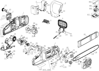 Part Location Diagram of N594320 DeWALT Guide Bar