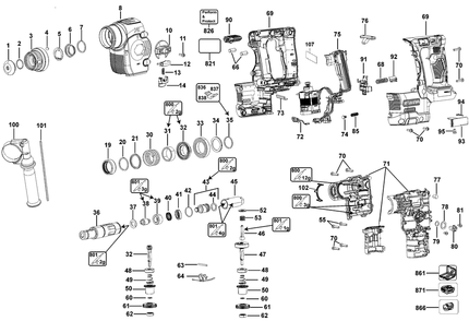 Part Location Diagram of N477771 DeWALT Spindle
