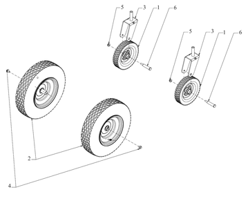 Wheels Diagram and Parts List for (DXGMW33382R)(2021) DeWALT Lawn Mower