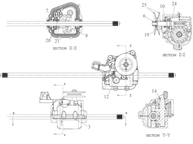 Transmission Diagram and Parts List for (181EU2C2738)(2022) DeWALT Lawn Mower