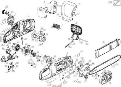 Diagram Diagram and Parts List for Type 2 DeWALT Chainsaw