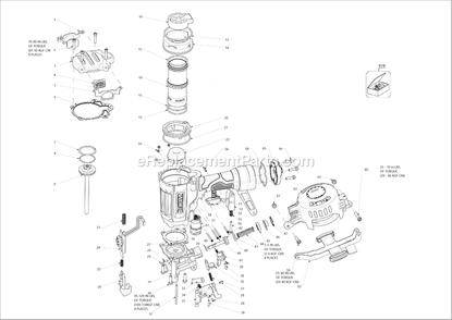 Page A Diagram and Parts List for 20057001 and Higher DeWALT Nailer
