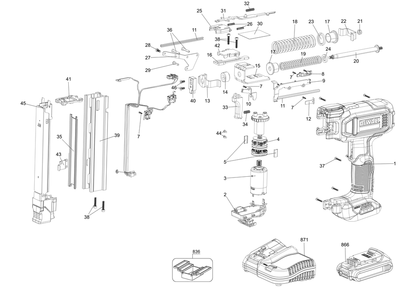 Page A Diagram and Parts List for Type 1 DeWALT Miscellaneous