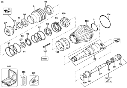 tool holder Diagram and Parts List for Type 1 DeWALT Hammer