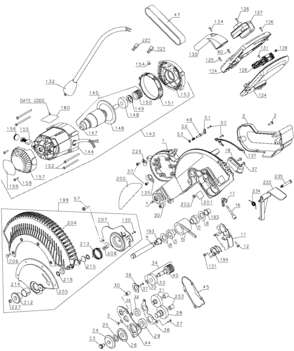 Default Diagram and Parts List for Type 20 DeWALT Miter Saw