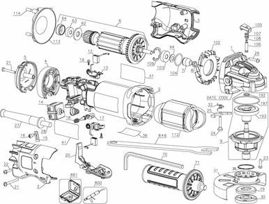 Part Location Diagram of NA121629 DeWALT Carbon Brush