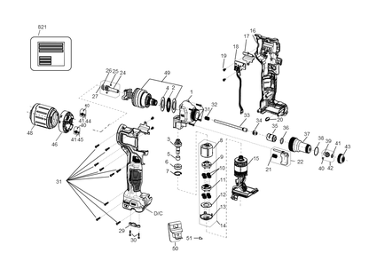 Exploded Diagram A Diagram and Parts List for Type 1 DeWALT Riveter