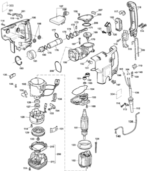 Default 2 Diagram and Parts List for DW551K Type 103 DeWALT Hammer