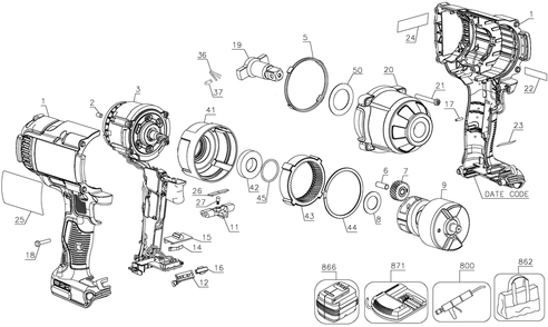 Part Location Diagram of N851276 DeWALT Anvil Assembly