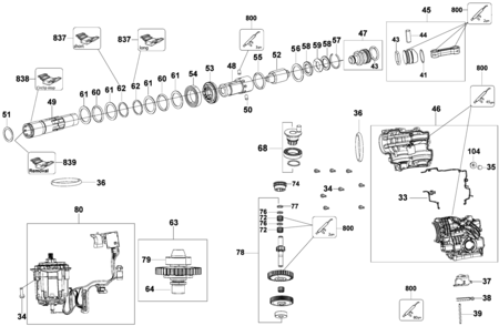 Gear Box Assembly Diagram and Parts List for Type 1 DeWALT Electric Drill