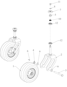 Wheels - Front Diagram and Parts List for (53AL8CS6038)(2021) DeWALT Lawn Tractor
