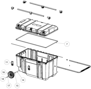 Default Diagram and Parts List for Type 0 DeWALT Tool Stand & Cart