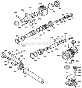 Page B Diagram and Parts List for Type 1 DeWALT Hammer Drill