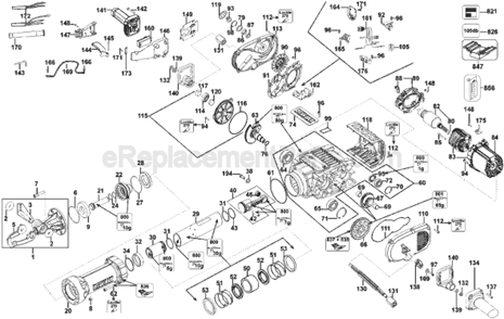 Page A Diagram and Parts List for Type 1 DeWALT Hammer Drill