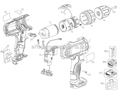 Page A Diagram and Parts List for Type 1 DeWALT