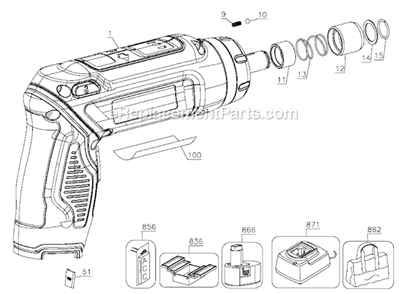 Part Location Diagram of N266621 DeWALT Bit Holder Assy.