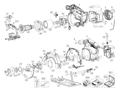 Part Location Diagram of N064324 DeWALT Clamshell Set