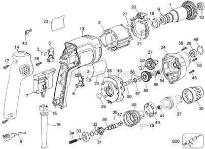 Page A Diagram and Parts List for Type 2 DeWALT Electric Drill