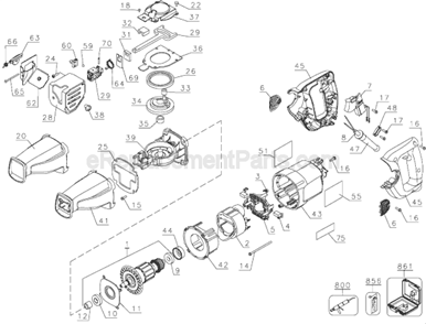 Part Location Diagram of 616345-00 DeWALT Pinion Support