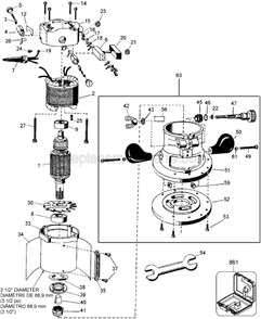 Page A Diagram and Parts List for Type 1 DeWALT Router