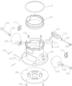Page B Diagram and Parts List for Type 1 DeWALT Router