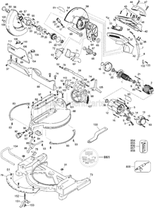 Page A Diagram and Parts List for Type 6 DeWALT Miter Saw