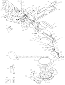 Page B Diagram and Parts List for Type 3 DeWALT Miter Saw