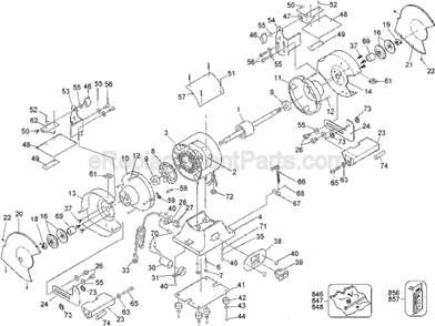 Page A Diagram and Parts List for Type 1 DeWALT Angle Grinder