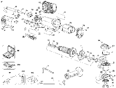 Page A Diagram and Parts List for Type 2 DeWALT Angle Grinder