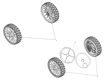 Wheels Diagram and Parts List for (181EU2C2738)(2021) DeWALT Lawn Mower