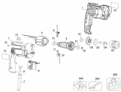 Diagram Diagram and Parts List for Type 2 DeWALT Impact Driver