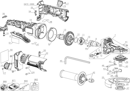 Part Location Diagram of N501337 DeWALT RELEASE LEVER