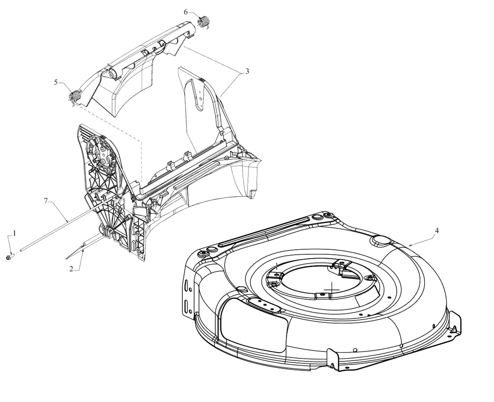 Deck Assembly Diagram and Parts List for (181-U2C2738)(2022) DeWALT Lawn Mower