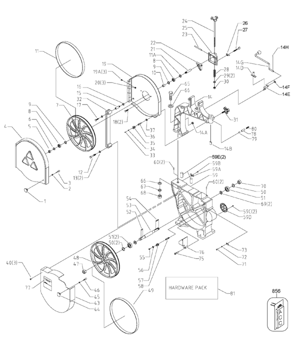 Delta 28-276 Type-1 Diagram and Parts List for Type-1 Delta Saw