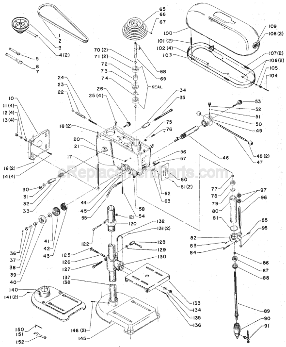 Page A Diagram and Parts List for Type 2 Delta Drill Press