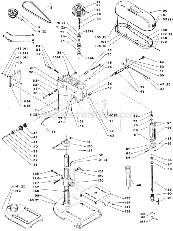 Page A Diagram and Parts List for Type 1 Delta Drill Press