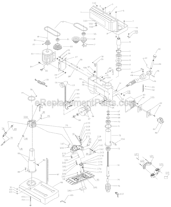 Page A Diagram and Parts List for  Delta Drill Press