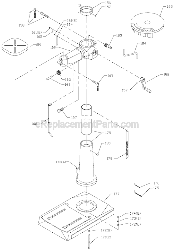 Page B Diagram and Parts List for Type 1 Delta Drill Press