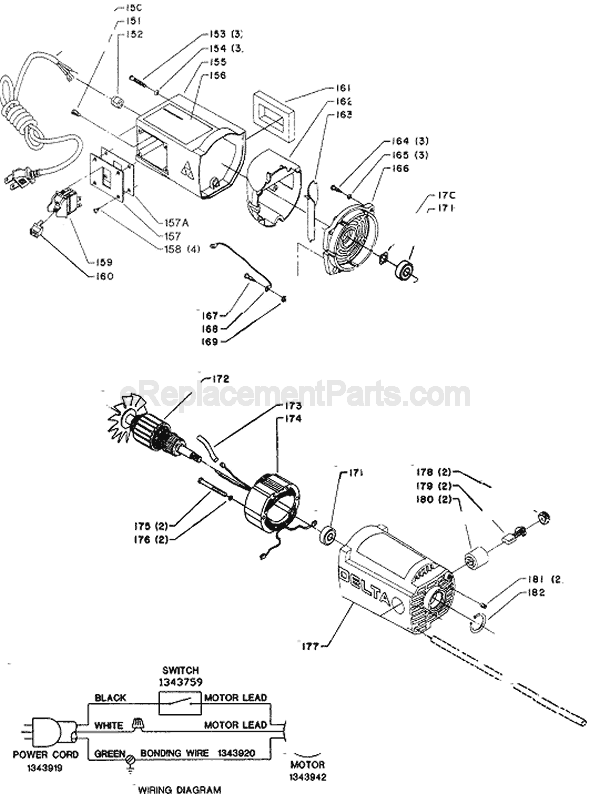 Page C Diagram and Parts List for Type 2 Delta Planer Jointer