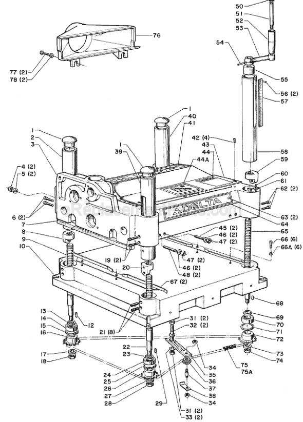 Page A Diagram and Parts List for Type 2 Delta
