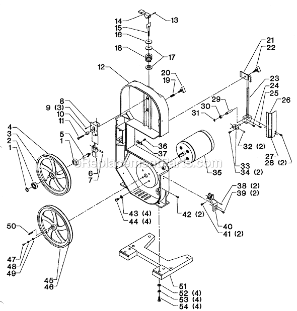 Page A Diagram and Parts List for Type 1 Delta Band Saw