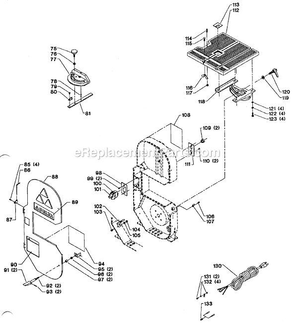 Page B Diagram and Parts List for Type 1 Delta Band Saw