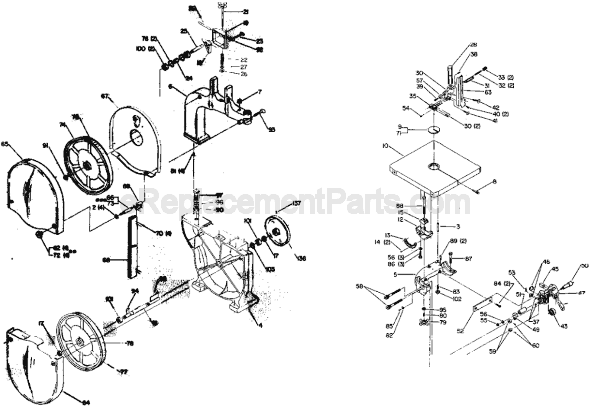 Page A Diagram and Parts List for Type 1 Delta Band Saw