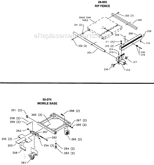Page C Diagram and Parts List for Type 1 Delta Band Saw