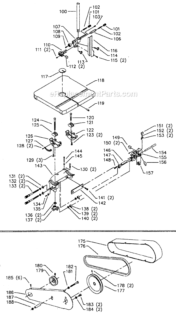 Page B Diagram and Parts List for Type 1 Delta Band Saw