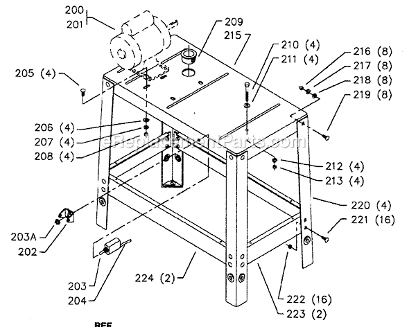 Page C Diagram and Parts List for Type 1 Delta Band Saw